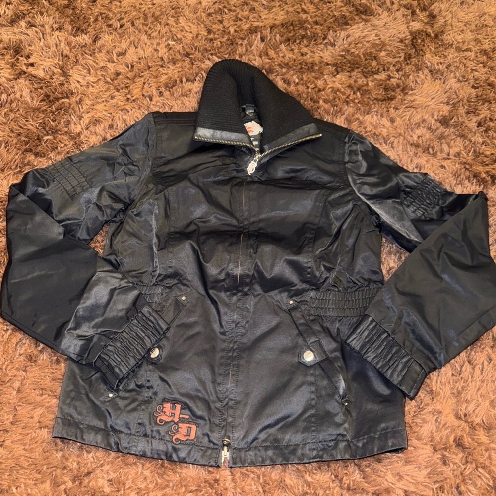 Harley-Davidson Black Bomber Jacket with Orange Logo